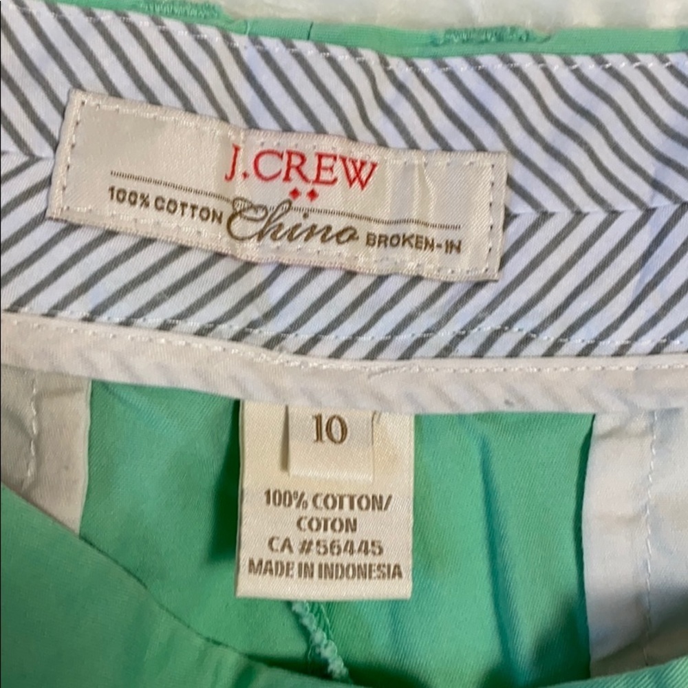 J. Crew Broken-In Chino Shorts 100% Cotton Grass Green Preppy Costal Women's 10 - Picture 3 of 6